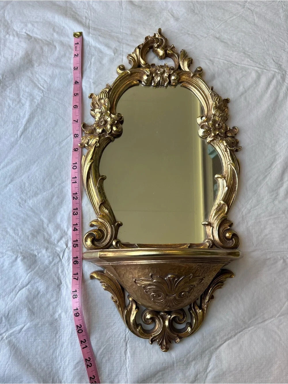 Vintage Syroco Ornate Gold Mirror Shelf Hollywood Regency Glam